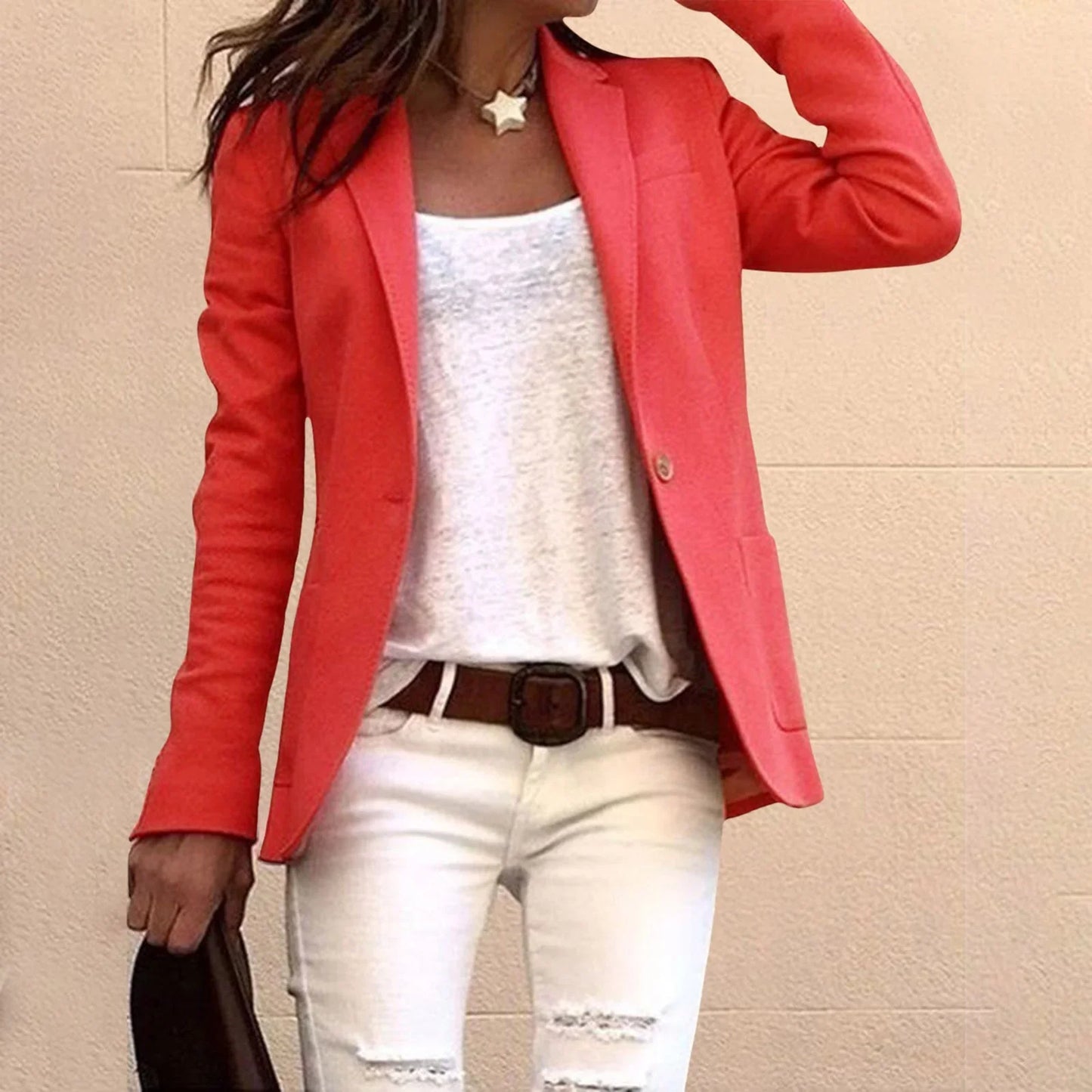 Jarethy | Formeller Damen Blazer mit Reverskragen | Taschen und Knöpfe