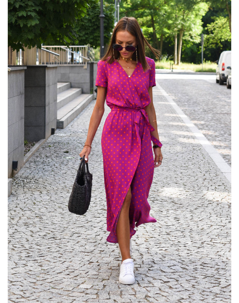 Marlene | Damen-Wickelkleid mit Blumenmuster und V-Ausschnitt | Midi