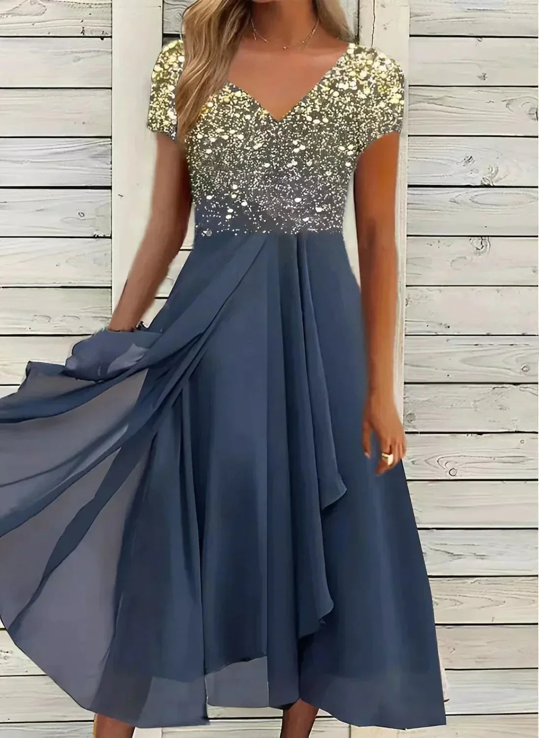 Marigon | Damen Hochzeit Abendkleid mit Blumenmustern | Maxi