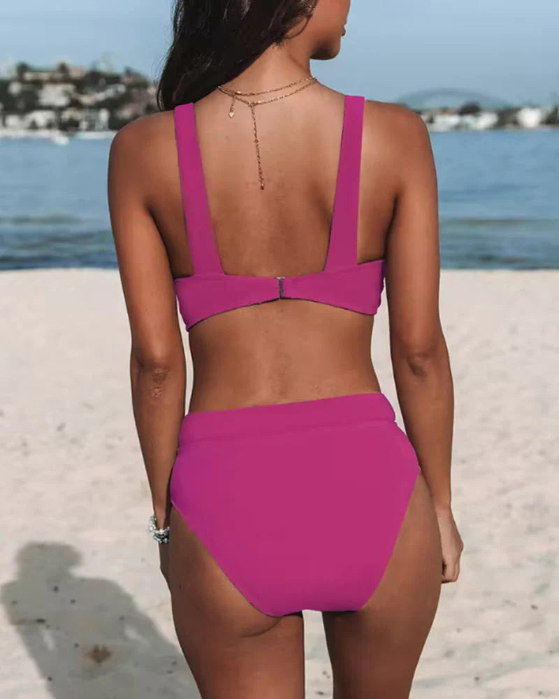 Tyra | Damen-Sommer-Bikini mit Hoher Taille und V-Ausschnitt | 2-teilig
