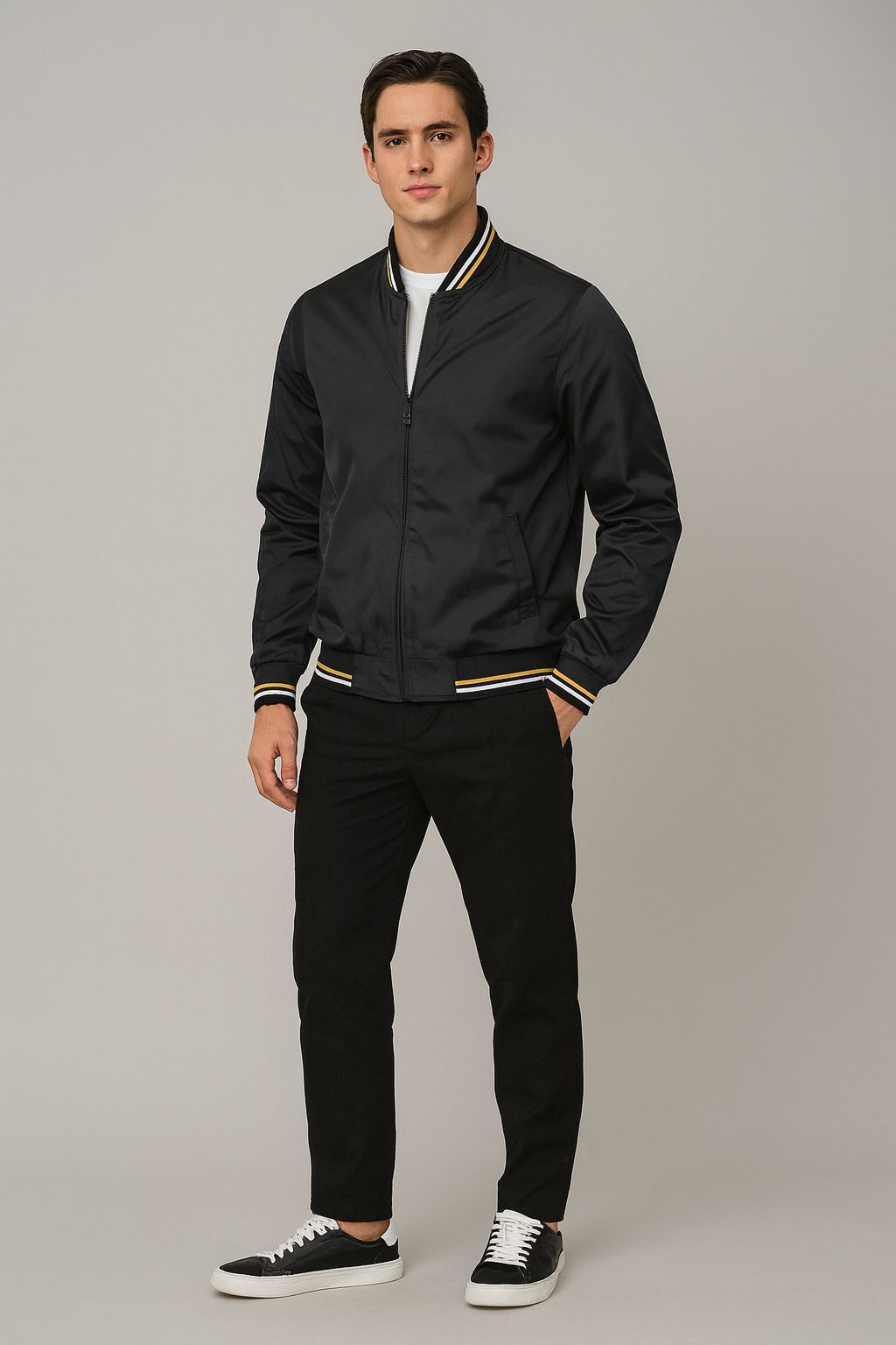 Moderne Herre Bomberjakke i Stilfuldt Design