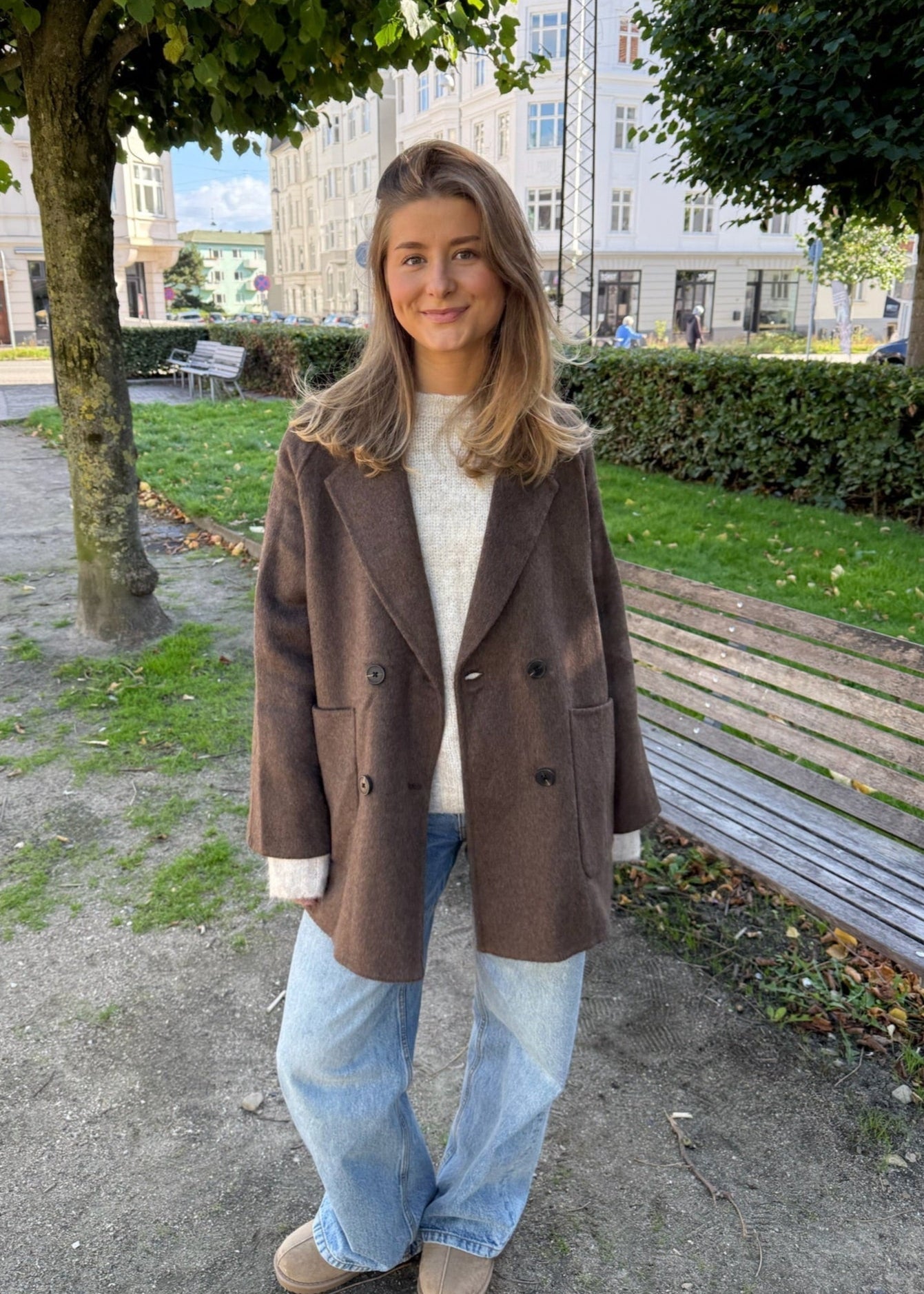 Kort Uld Jakke - Brun