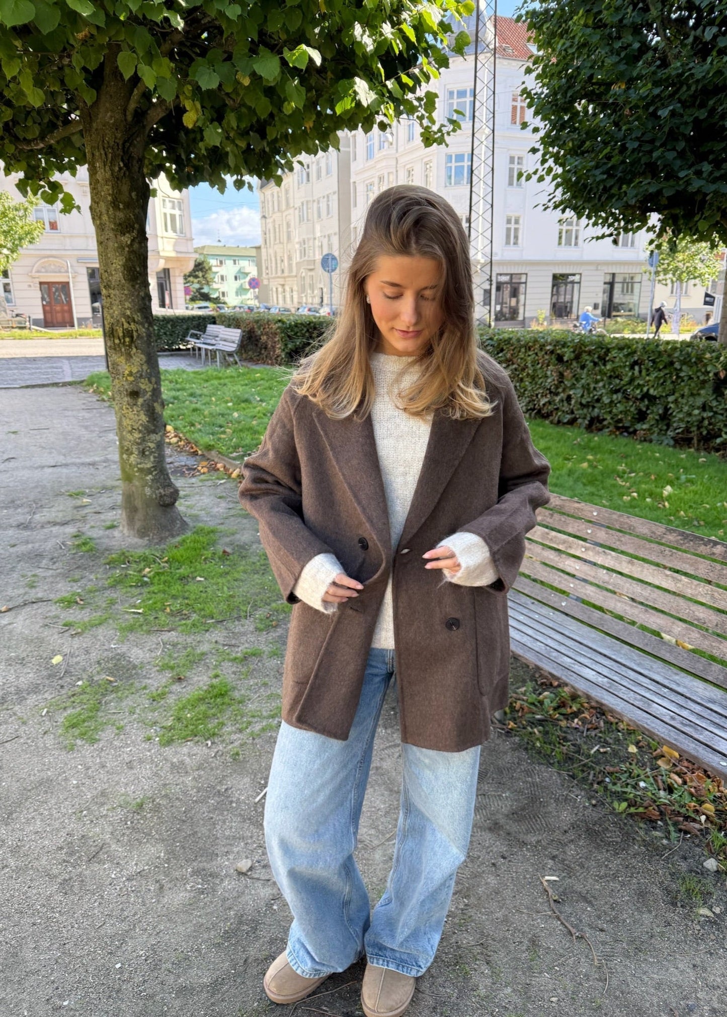 Kort Uld Jakke - Brun