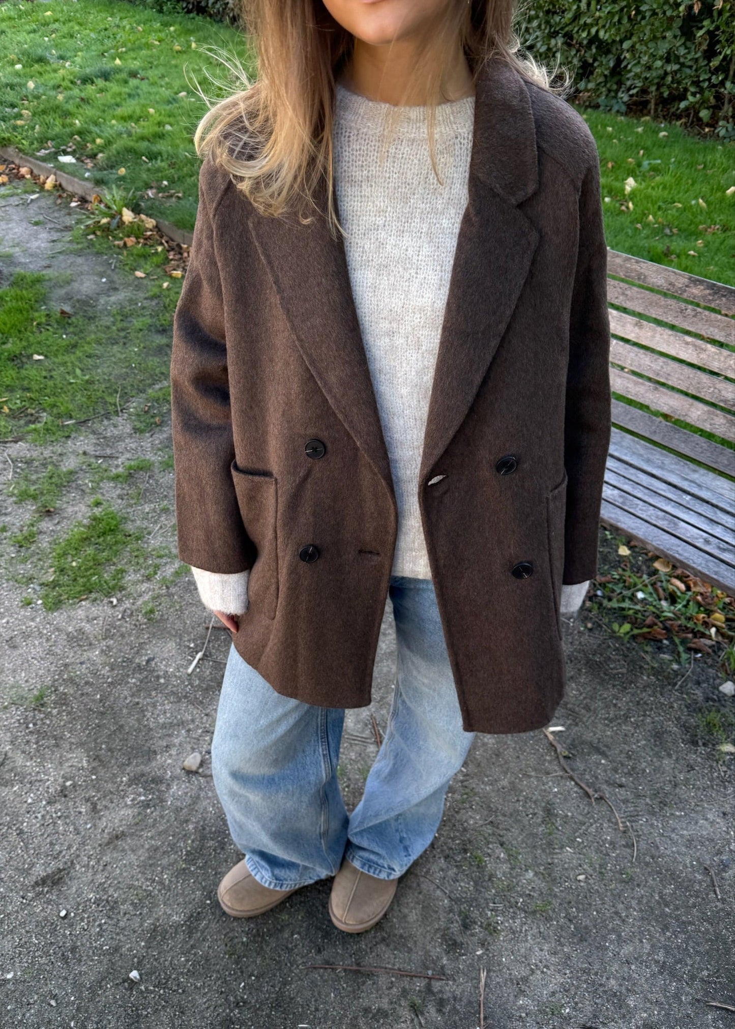 Kort Uld Jakke - Brun