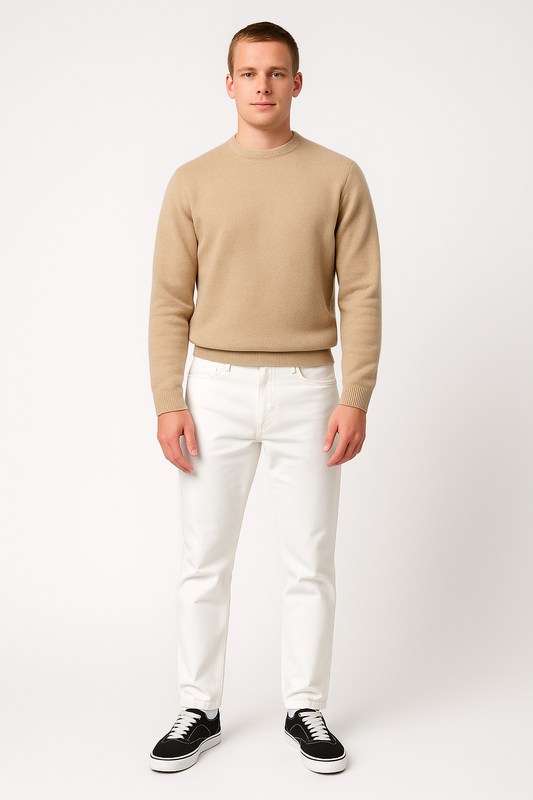 Hvide Jeans Med Stretch Og Slim Snit