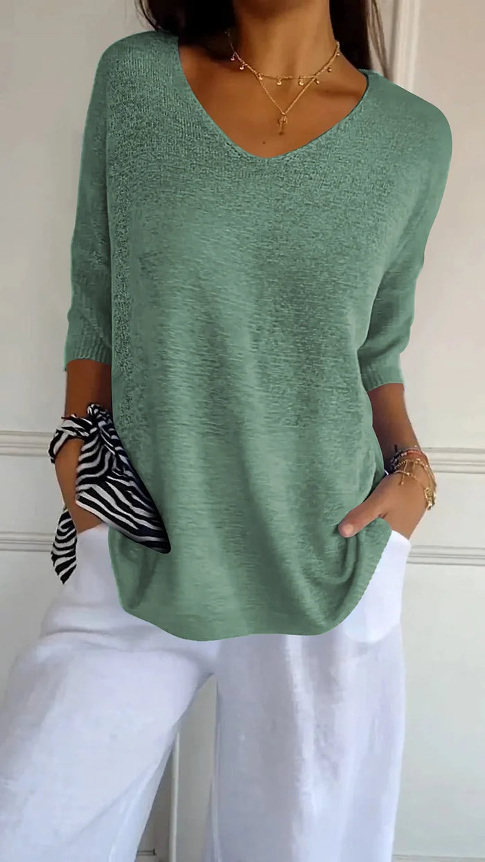 Chiara | Bequemes Damen-Stricktop mit V-Ausschnitt
