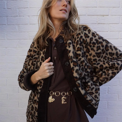 Leah | Oversize Warme Winterjacke Damen | Leopardenmuster