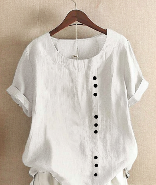 Kelly | Unifarbenes Kurzarm-Bluse mit Rundhalsausschnitt
