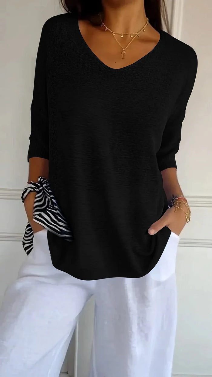 Chiara | Bequemes Damen-Stricktop mit V-Ausschnitt