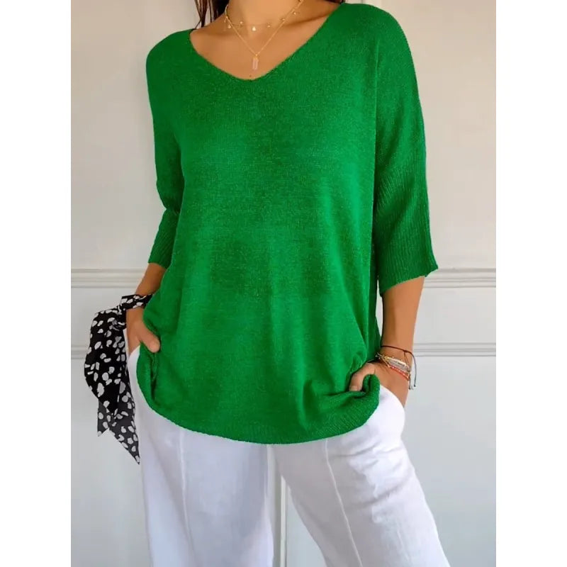 Chiara | Bequemes Damen-Stricktop mit V-Ausschnitt