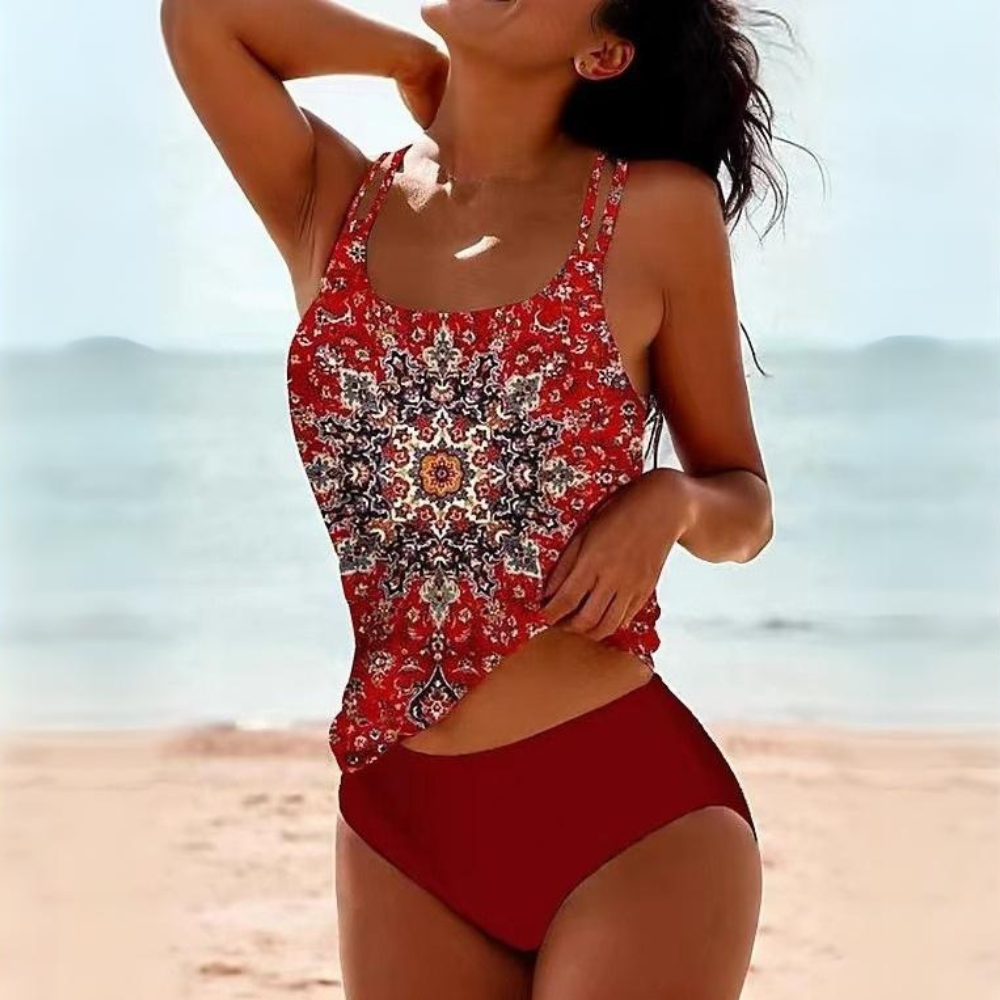 Josie | Zweiteiliges Tankini-Set für Damen mit Boho-Print | Slim Fit