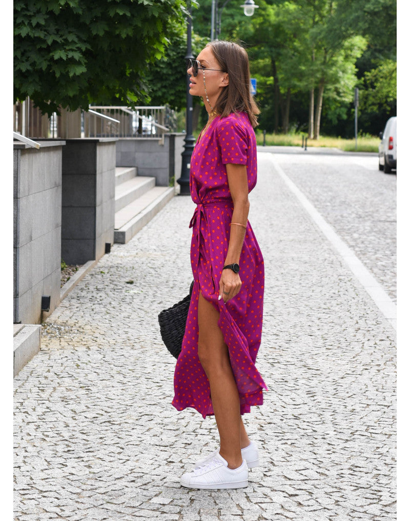 Marlene | Damen-Wickelkleid mit Blumenmuster und V-Ausschnitt | Midi
