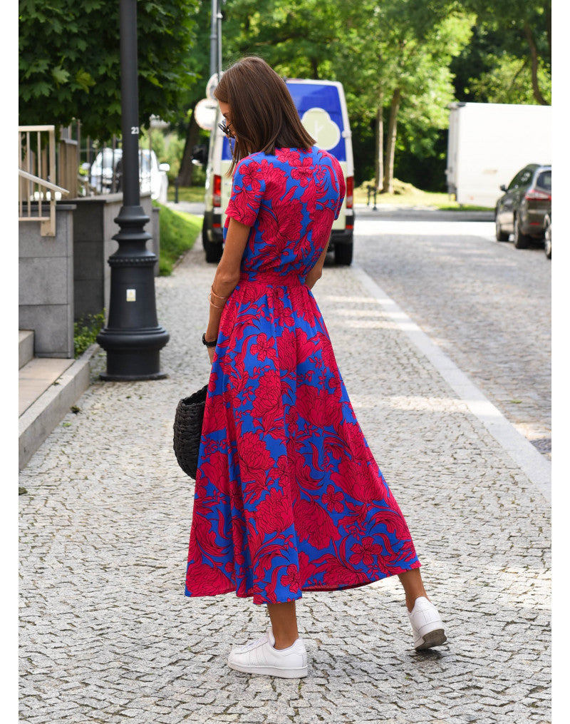 Marlene | Damen-Wickelkleid mit Blumenmuster und V-Ausschnitt | Midi
