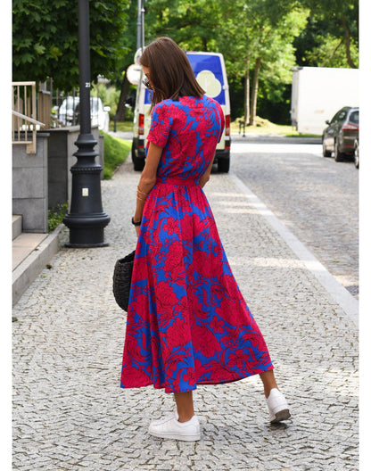 Marlene | Damen-Wickelkleid mit Blumenmuster und V-Ausschnitt | Midi