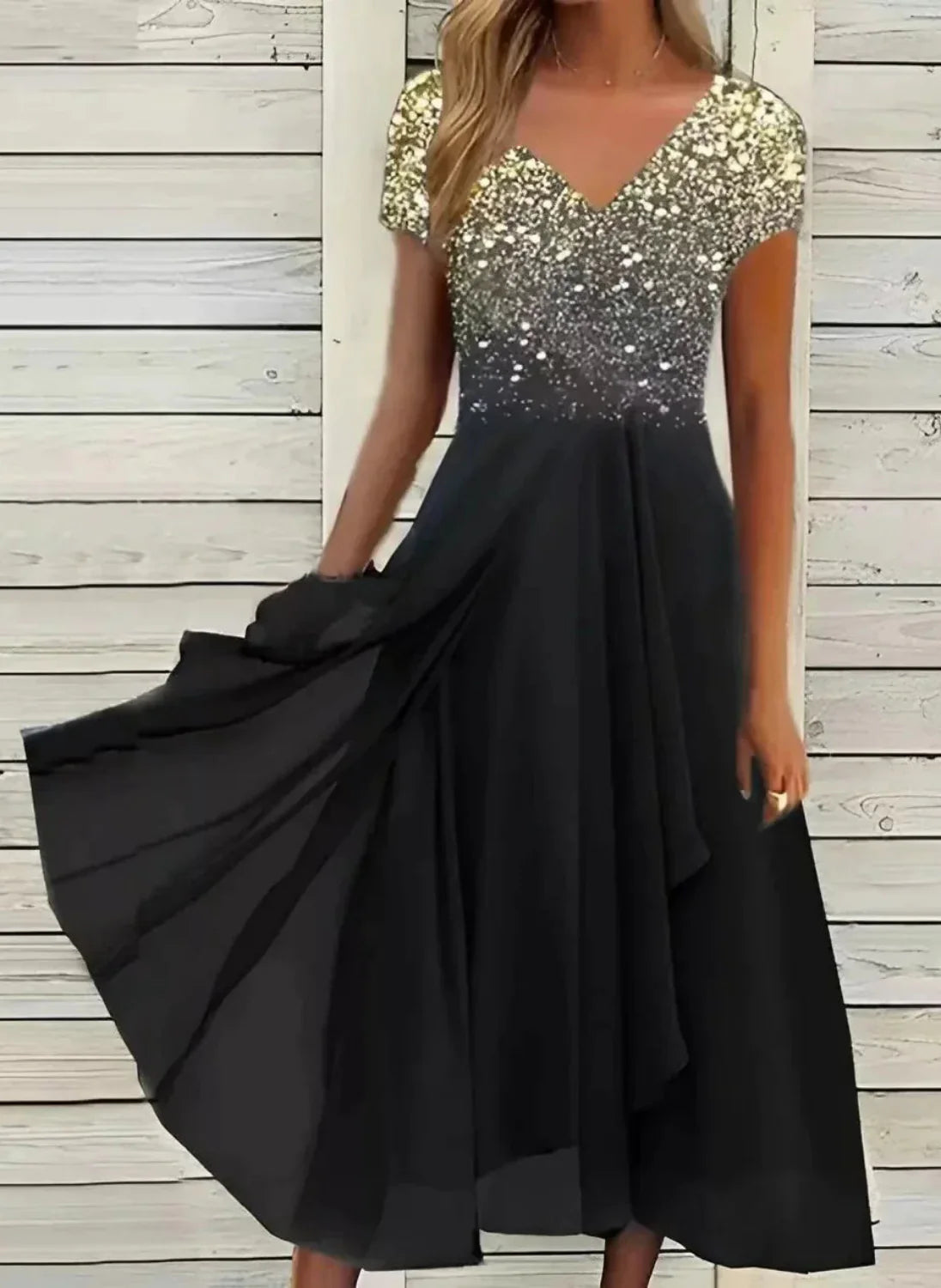 Marigon | Damen Hochzeit Abendkleid mit Blumenmustern | Maxi