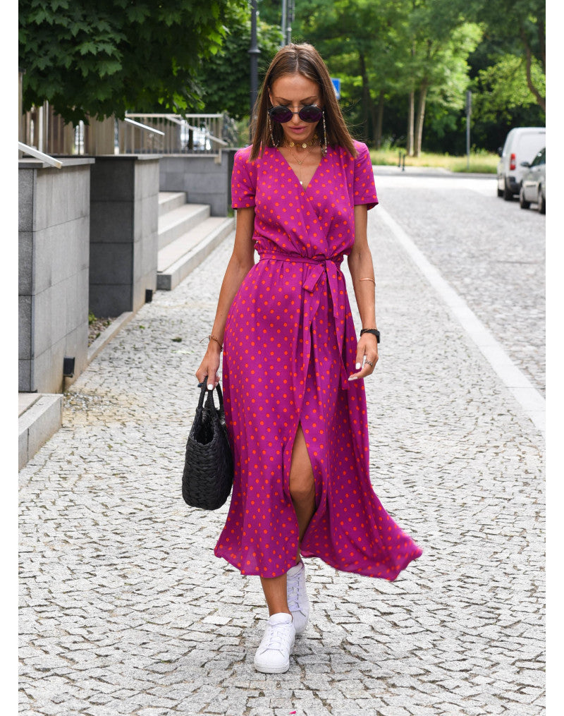 Marlene | Damen-Wickelkleid mit Blumenmuster und V-Ausschnitt | Midi