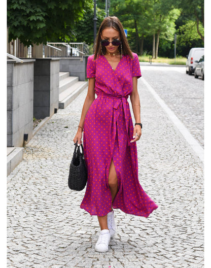 Marlene | Damen-Wickelkleid mit Blumenmuster und V-Ausschnitt | Midi