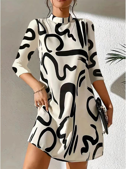 Alanna | Damen Rundhalsausschnitt 3/4-Ärmel Sommerkleid | Mini