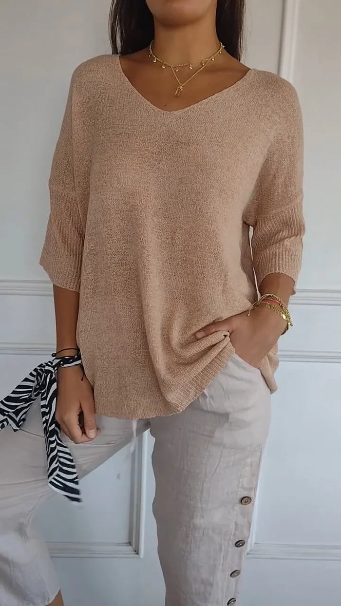 Chiara | Bequemes Damen-Stricktop mit V-Ausschnitt