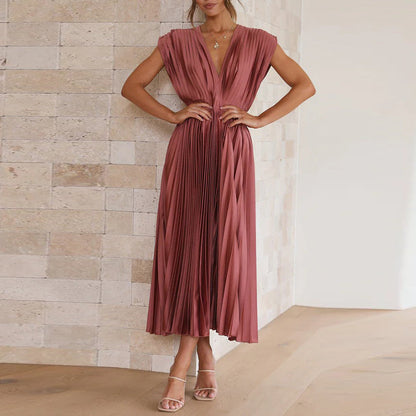 Casimir | Damen Moderne V-Ausschnitt Kleid | Ärmellos