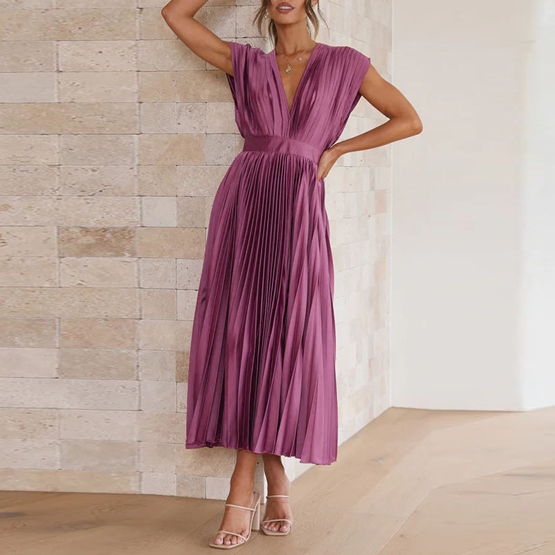 Casimir | Damen Moderne V-Ausschnitt Kleid | Ärmellos