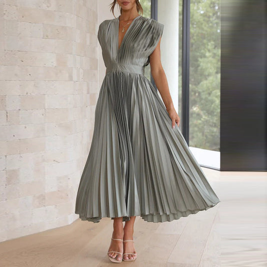 Casimir | Damen Moderne V-Ausschnitt Kleid | Ärmellos