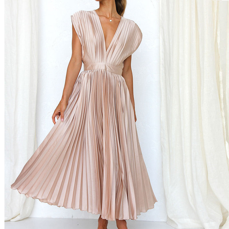 Casimir | Damen Moderne V-Ausschnitt Kleid | Ärmellos