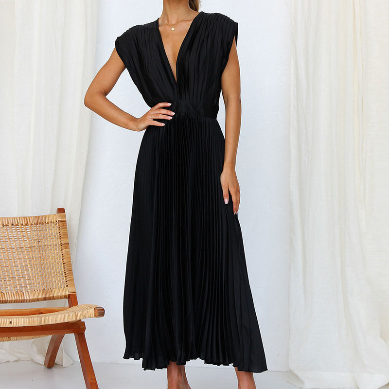 Casimir | Damen Moderne V-Ausschnitt Kleid | Ärmellos