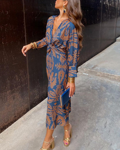 Rosamul | Langarm V-Ausschnitt Boho Sommerkleid für Damen | Maxi