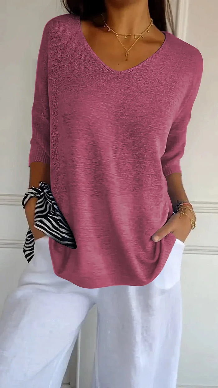 Chiara | Bequemes Damen-Stricktop mit V-Ausschnitt