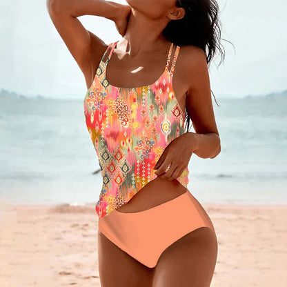 Josie | Zweiteiliges Tankini-Set für Damen mit Boho-Print | Slim Fit