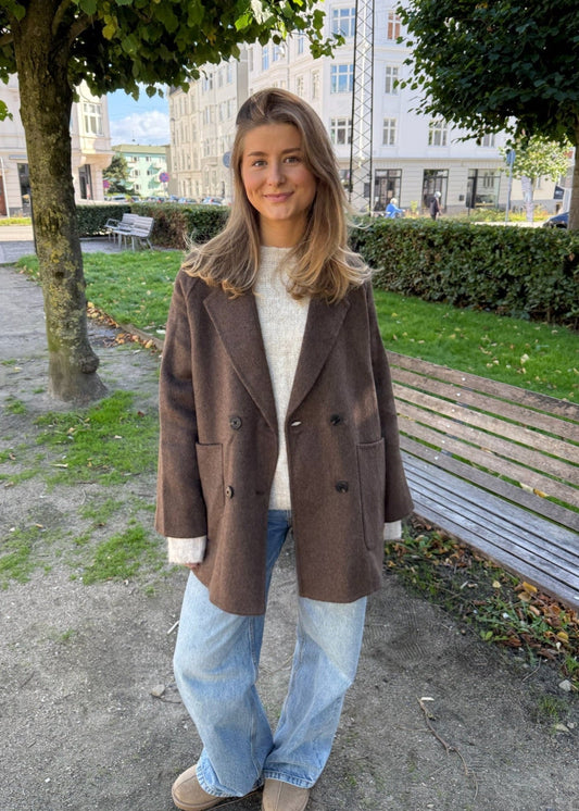 Kort Uld Jakke - Brun