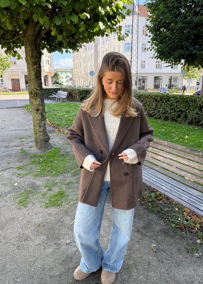 Kort Uld Jakke - Brun