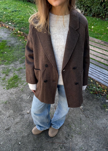 Kort Uld Jakke - Brun